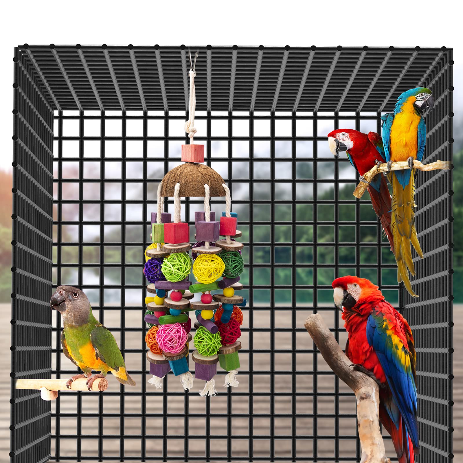 Utilisation en cage EBaokuup : parfait pour occuper les grands perroquets quotidiennement.