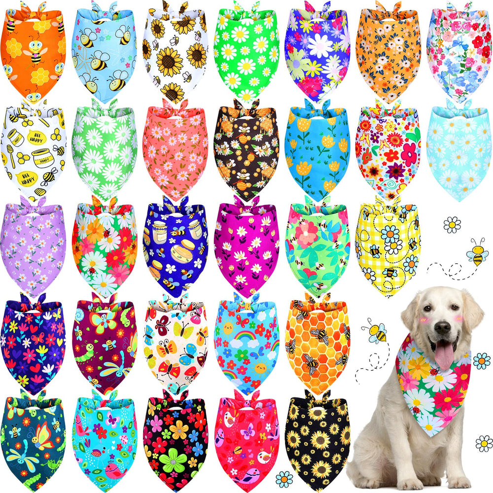 Bandana Eccliy pour chien à motifs fleurs printanières, idéal pour un look doux