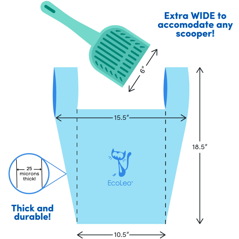 EcoLeo sacs litière XL – format robuste et généreux pour grandes quantités.