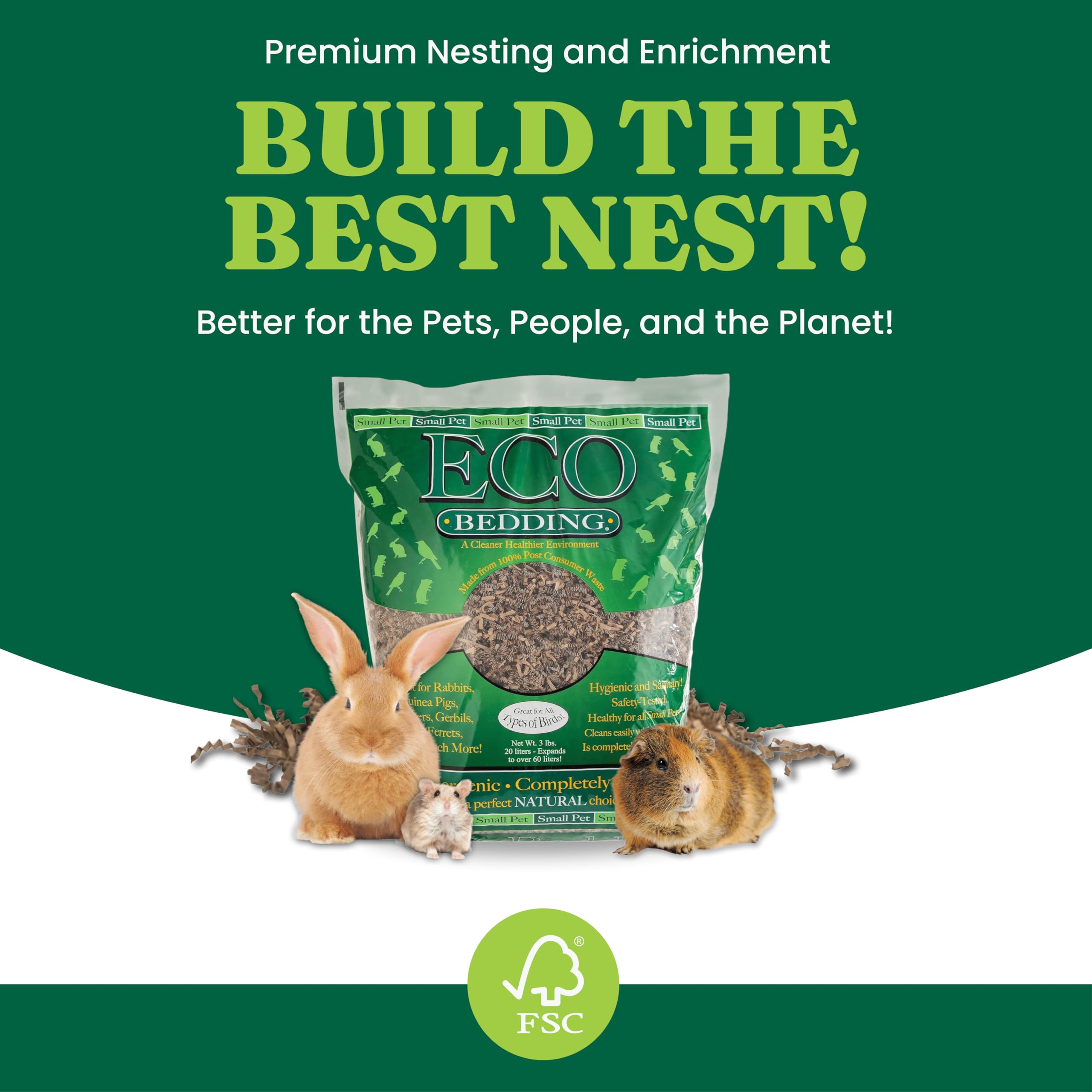 ECO BEDDING FiberCore – utilisation polyvalente au quotidien pour cages.