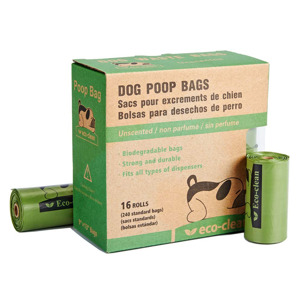 Sacs ECO-CLEAN biodégradables pour crottes de chien, respectueux de l'environnement.