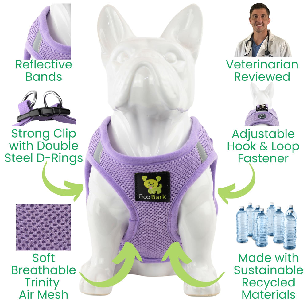 Harnais anti-échappement EcoBark, design sûr pour chiens actifs.