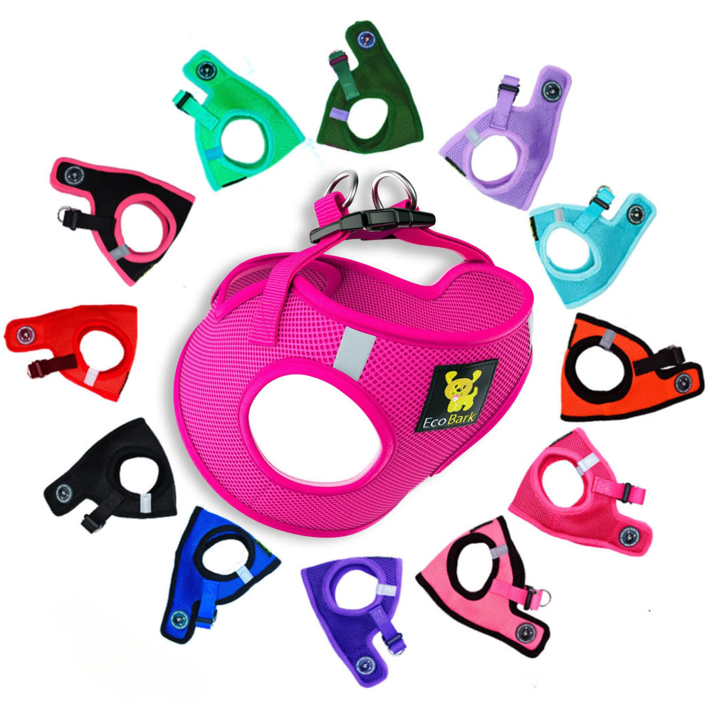 EcoBark harnais enfiler double rembourré rose moyen pour chien confortable