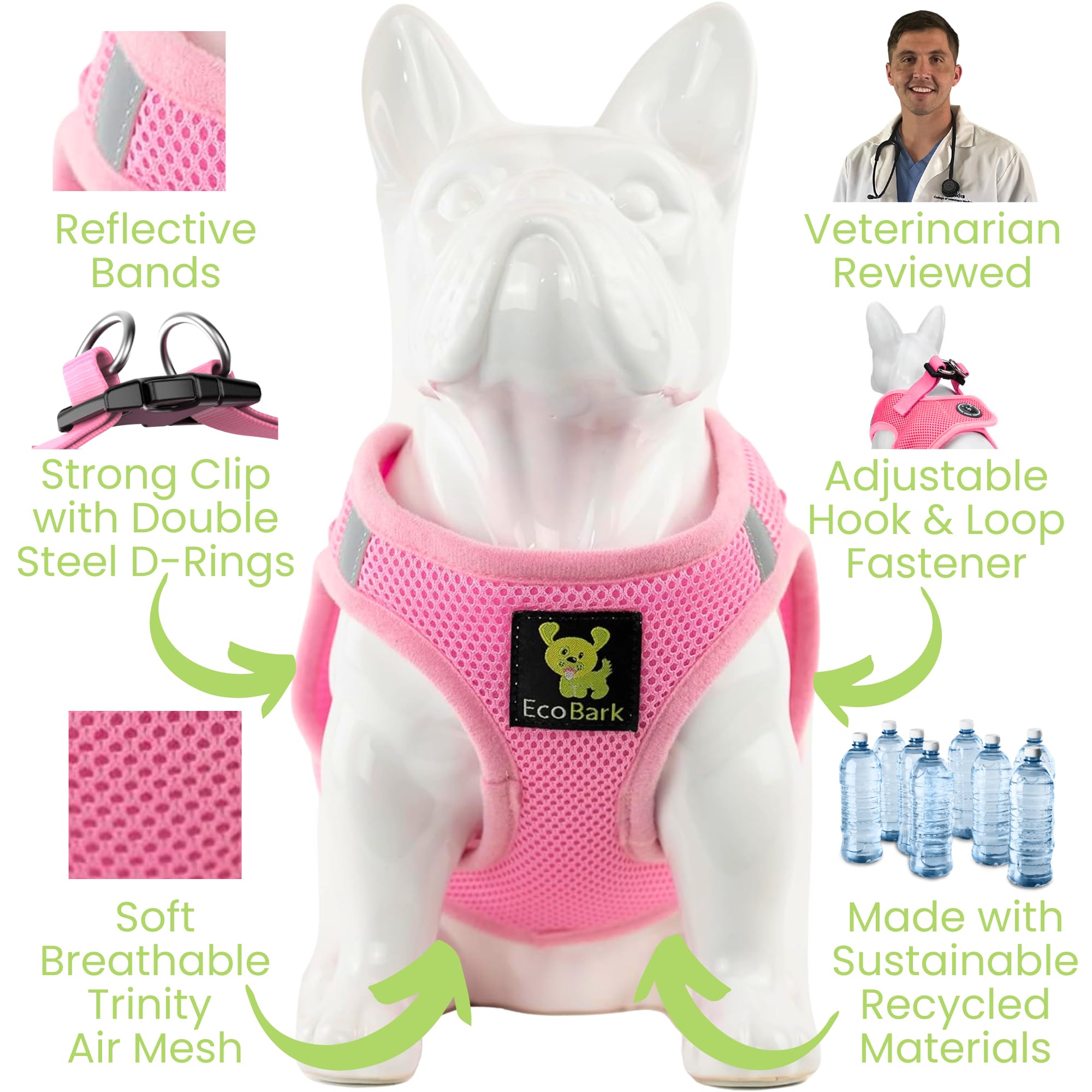 EcoBark harnais petit chien, utilisation quotidienne, confort durable.