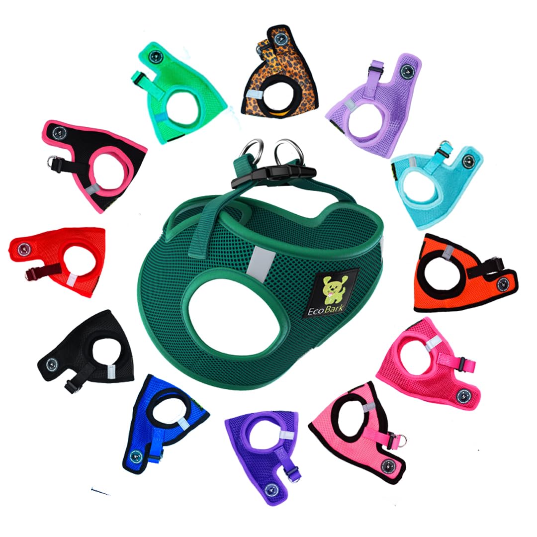 Harnais EcoBark Step-in vert forêt XS, facile à enfiler pour petits chiens