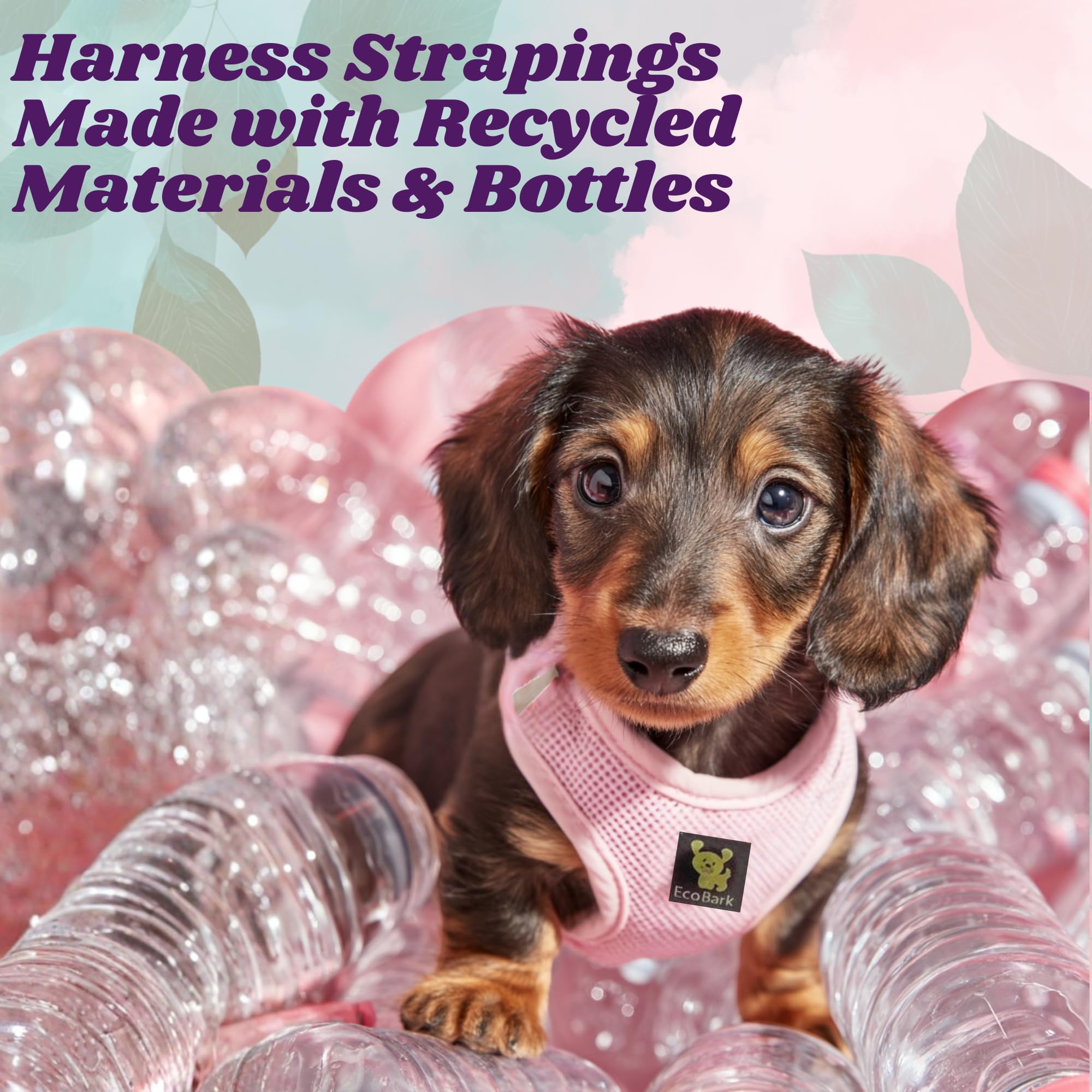 EcoBark Step-in harnais rose pâle – vue côté, réglages faciles pour toutes tailles