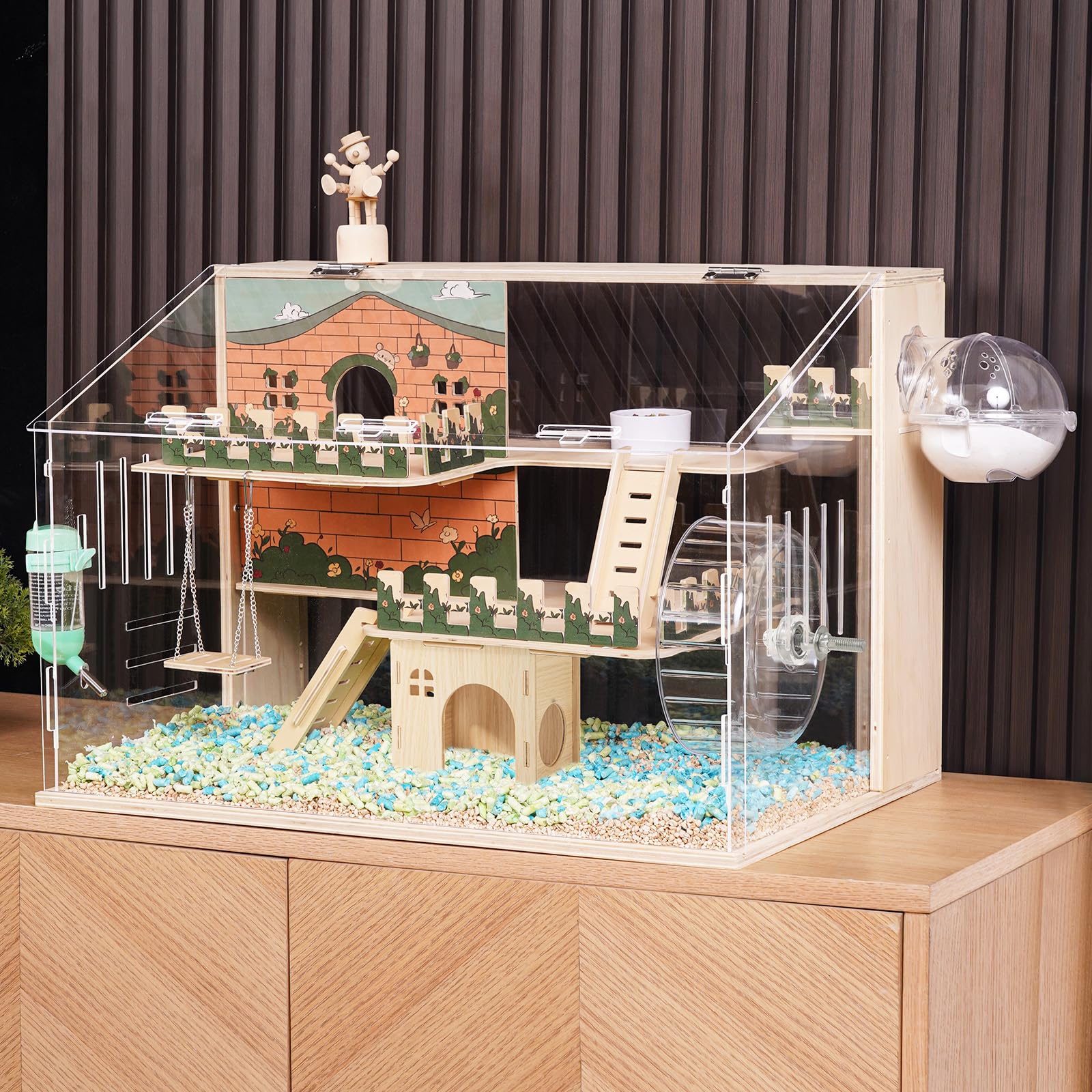 Cage EcoCEN hamster vue d’ensemble, espace spacieux et sécurisé.