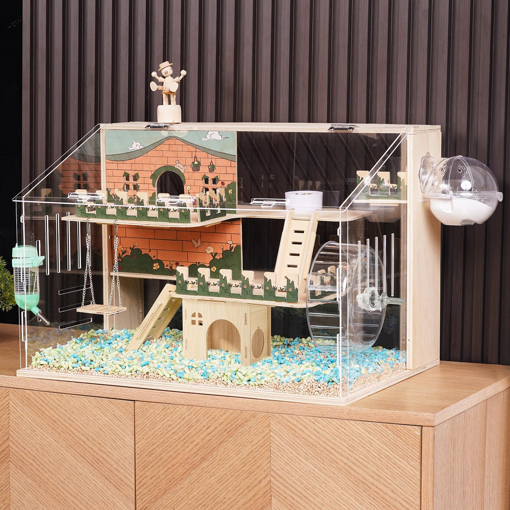 Cage EcoCEN hamster vue d’ensemble, espace spacieux et sécurisé.