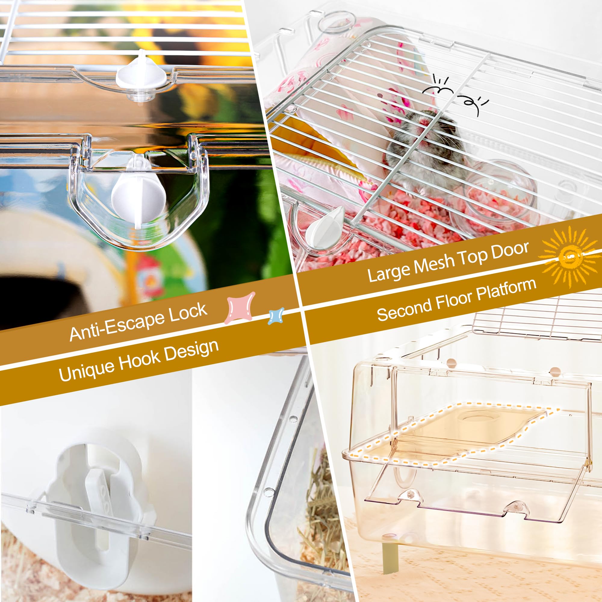 Cage ECOCEN hamster cristal-assemblage-1clic: installation rapide sans outil.