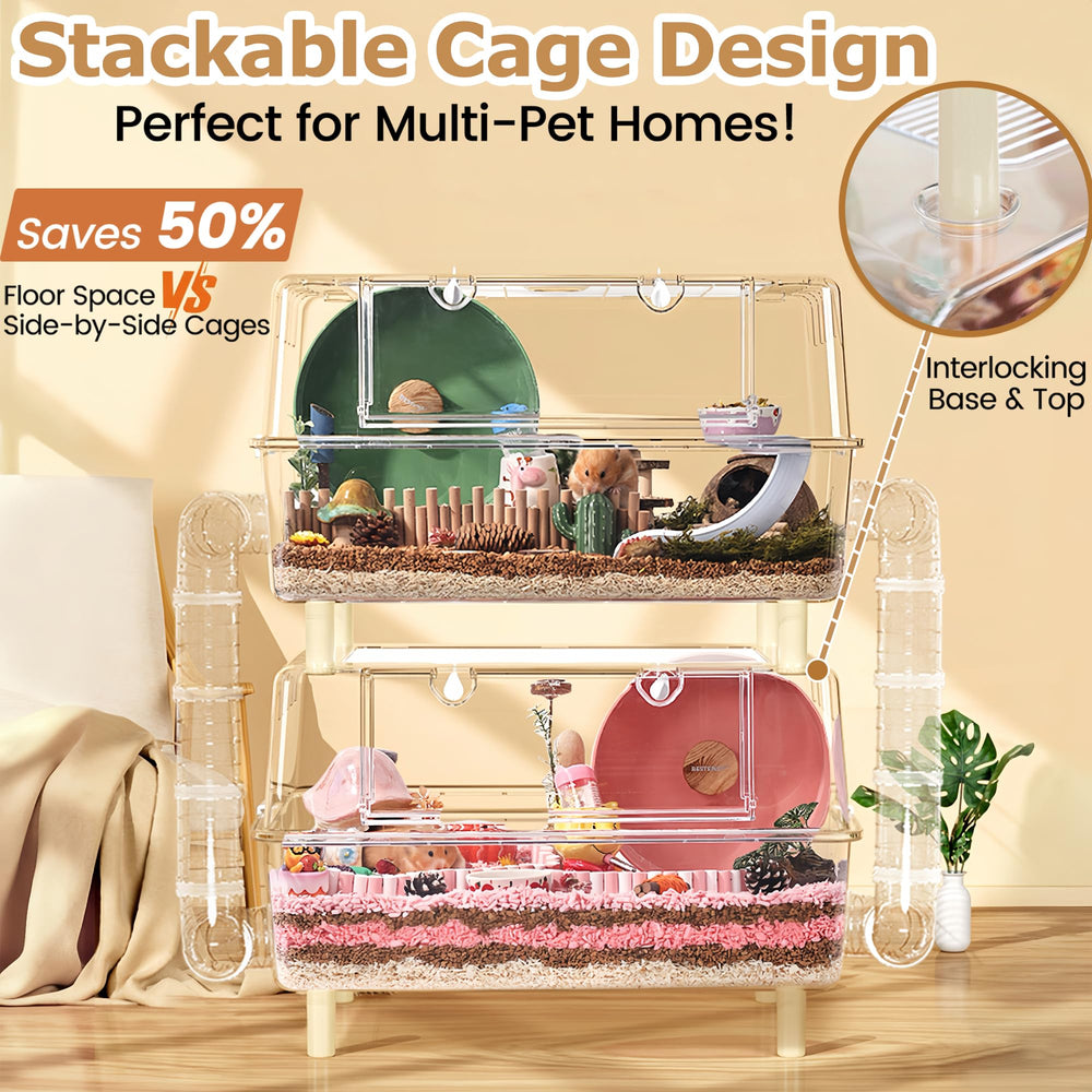 Cage ECOCEN hamster cristal-plateforme-modulaire: niveaux multiples pour explorer.
