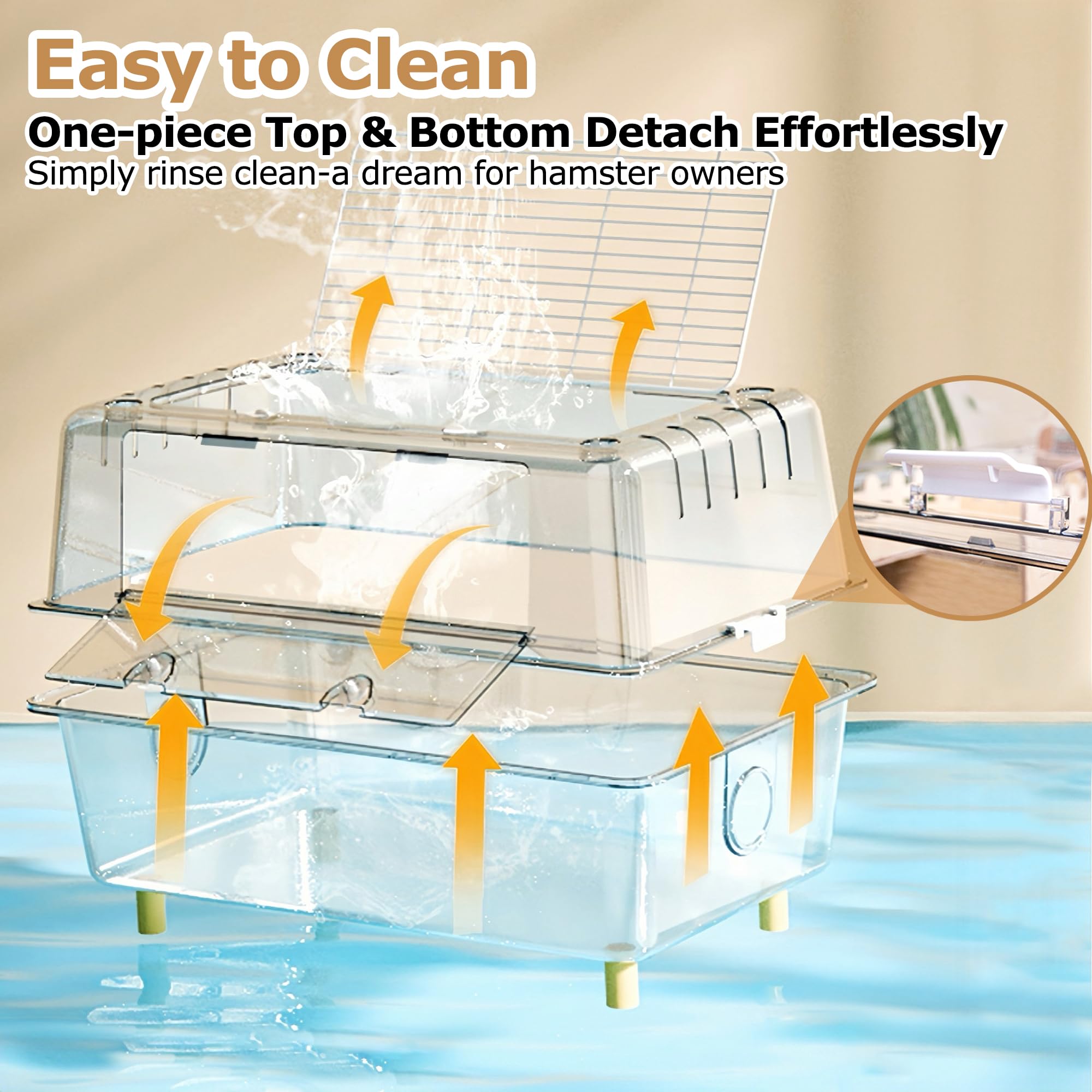 Cage ECOCEN hamster cristal-porte-large: accès facilité pour le nettoyage.