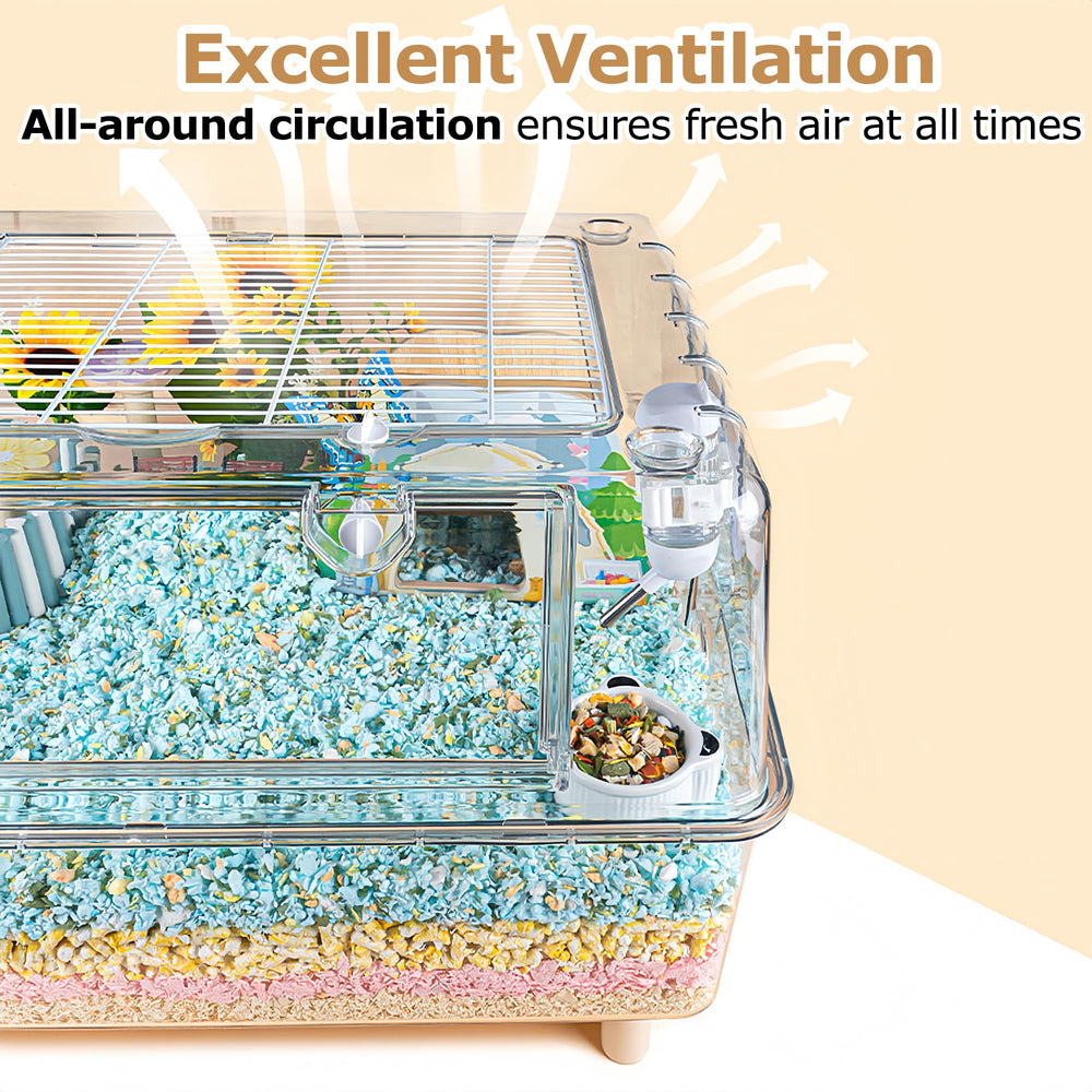 Cage ECOCEN hamster cristal-roue-silencieuse-22cm: course fluide et discrète.