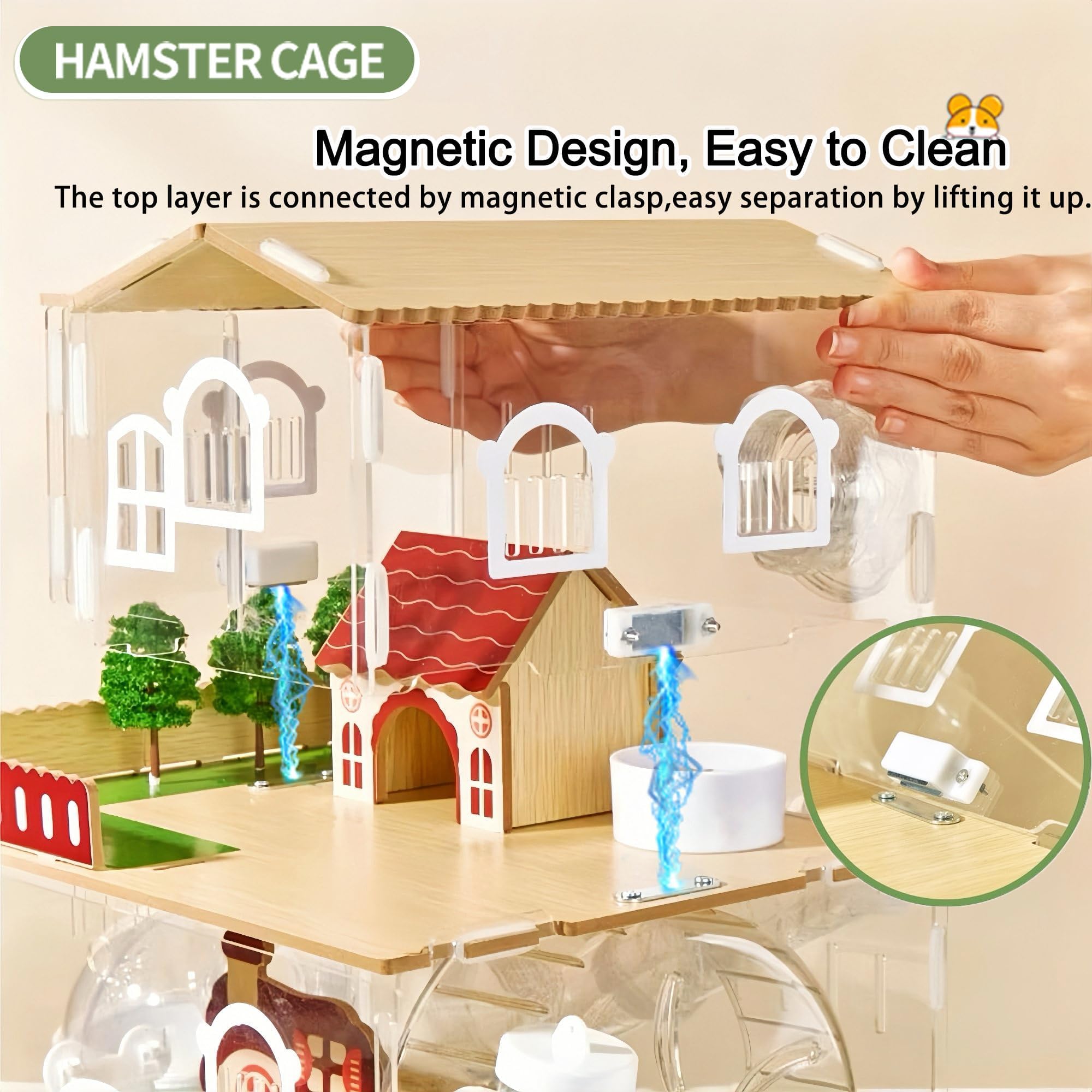 Parois en acrylique transparentes ECOCEN pour observer les mouvements du hamster.