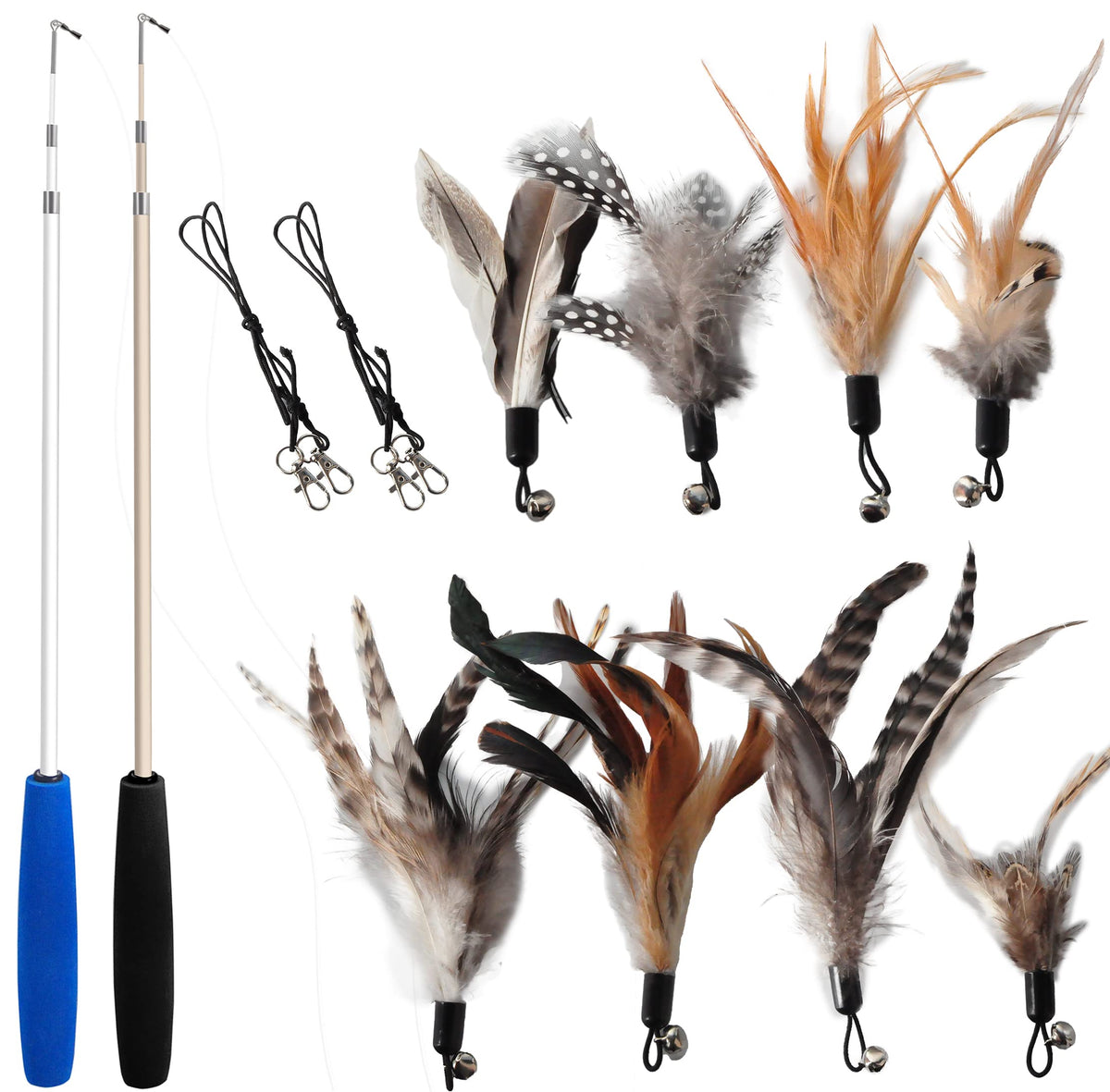 EcoCity baton-chat plume naturelle, jouet sans colorants pour chats d’intérieur.