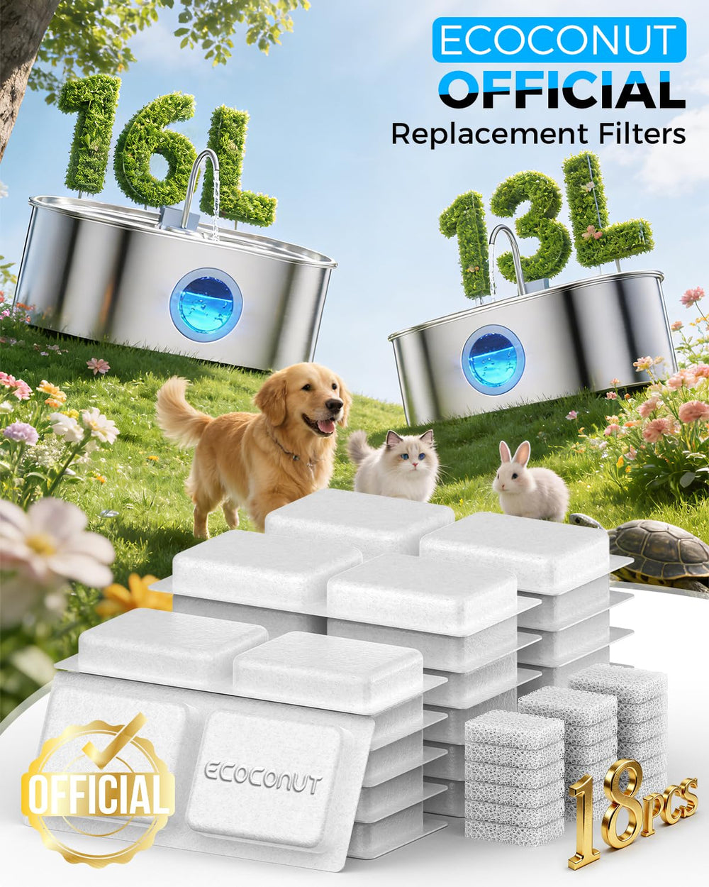 Cartouches carbone ECOCONUT, filtration avancée pour eau propre.