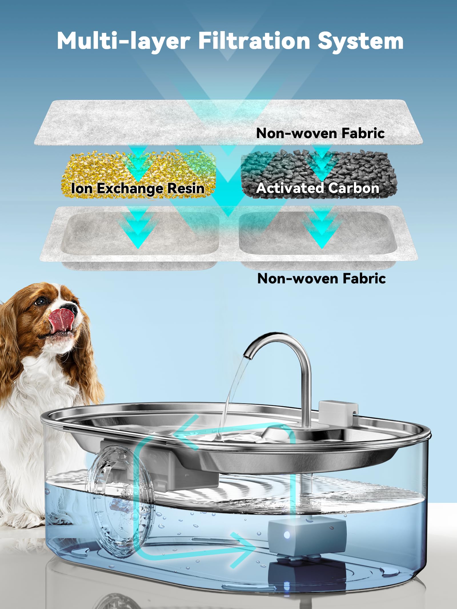 Fenêtre deau ECOCONUT montrant le niveau de9au clair.
