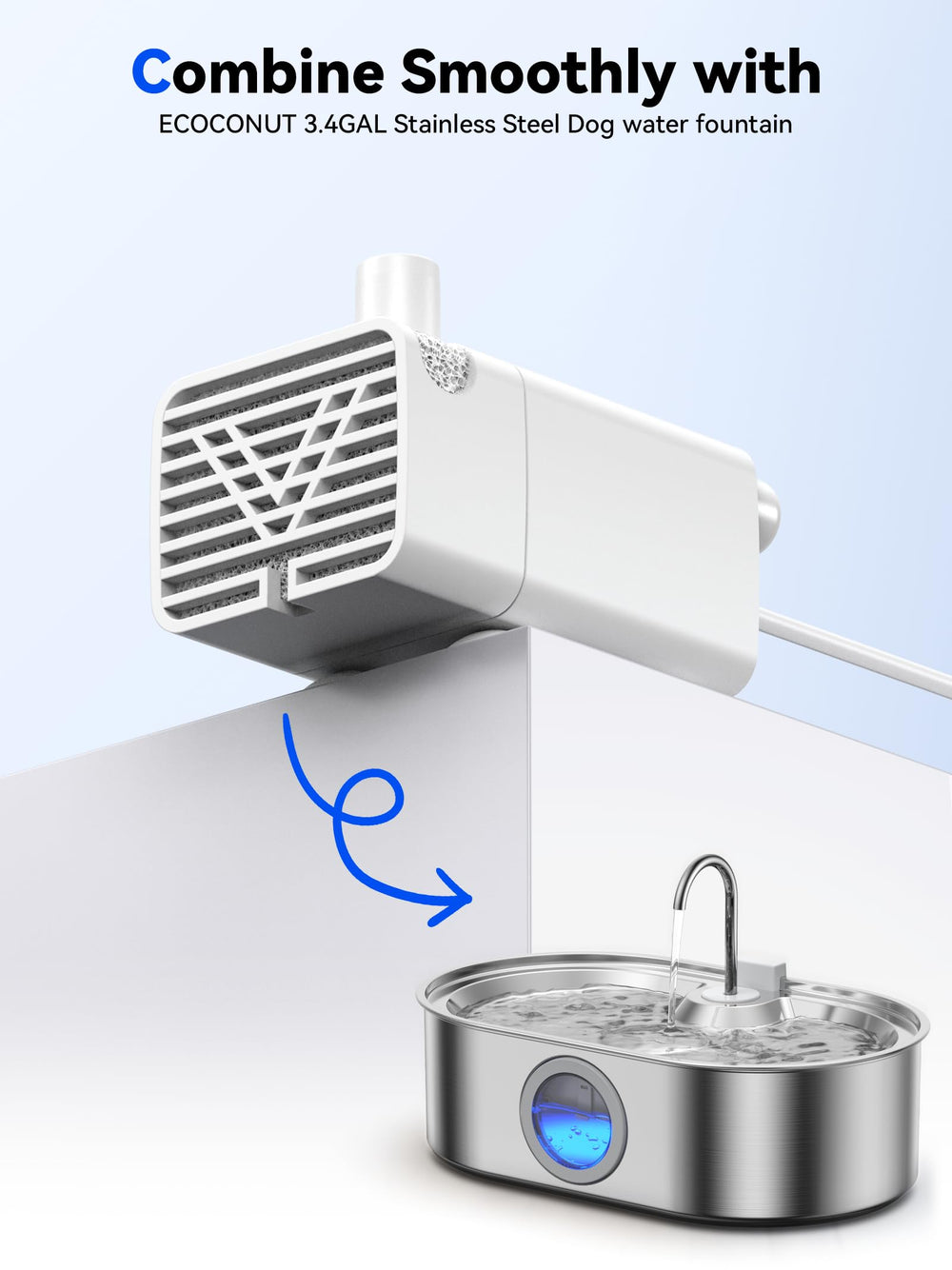 ECOCONUT fontaine-inox-grand-format : surface facile à nettoyer et durable.