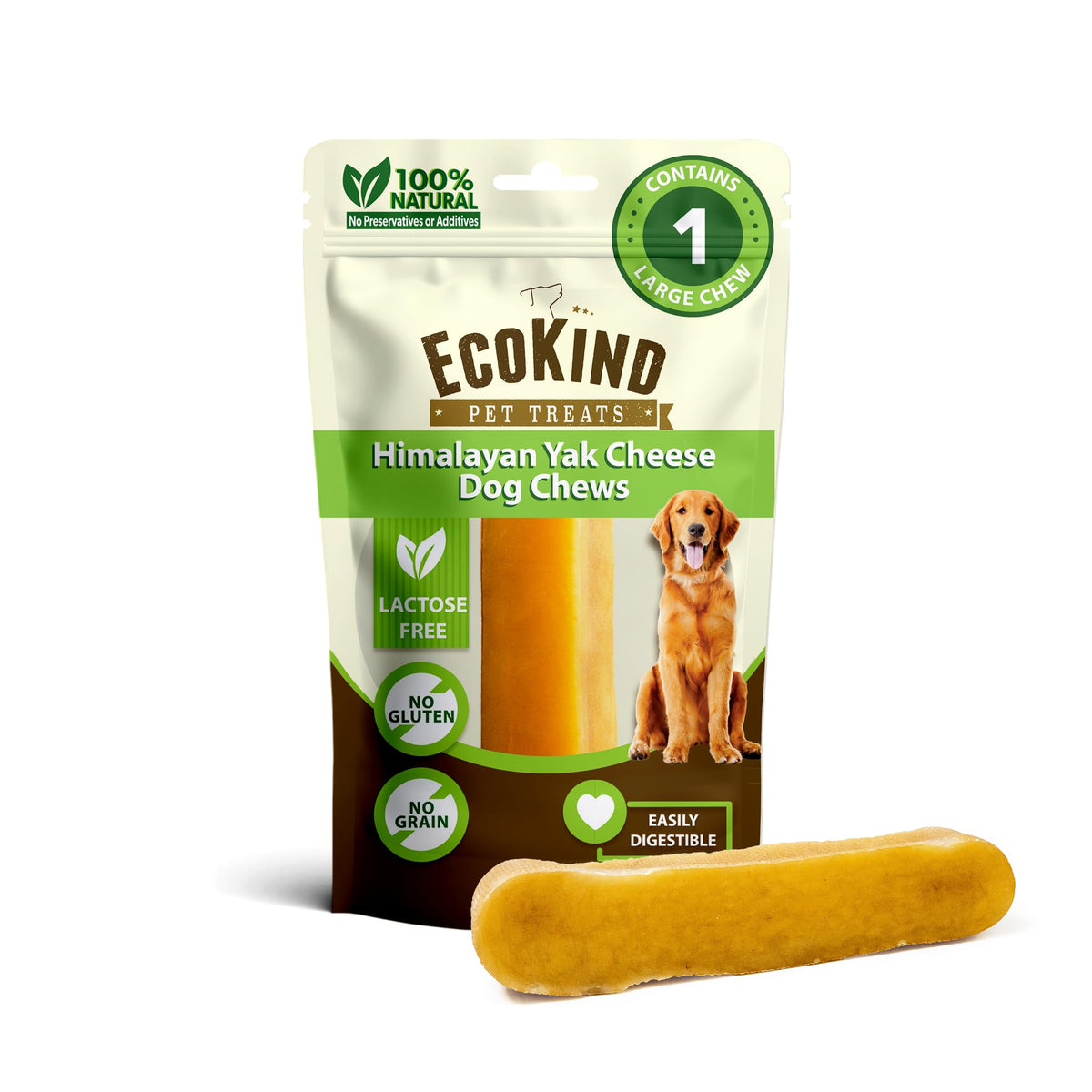 EcoKind bouchées yak-fromage Himalaya format grand, friandise naturelle pour chien de grande race
