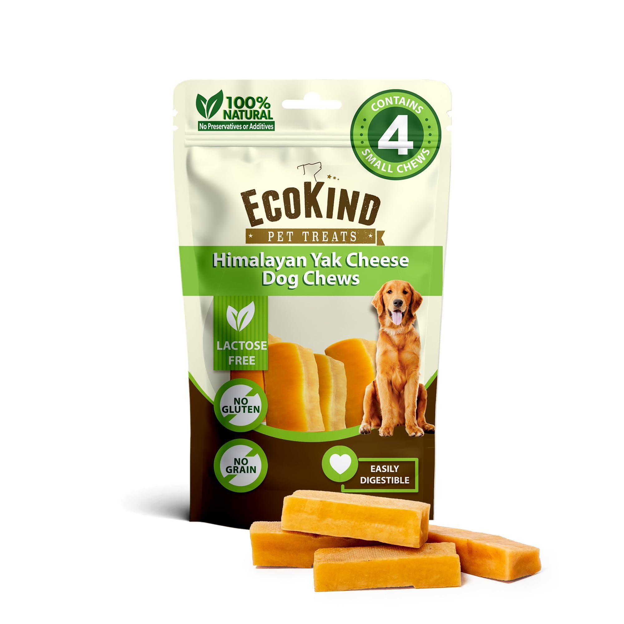 EcoKind Premium Gold Yak Cheese Himalaya — emballage attrayant et friandise naturelle pour chien