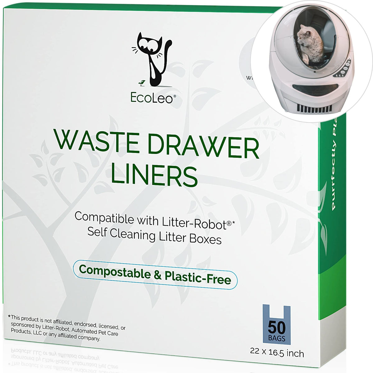 EcoLeo: liner pour Litter-Robot, format 50 pièces, pratique et résistant.