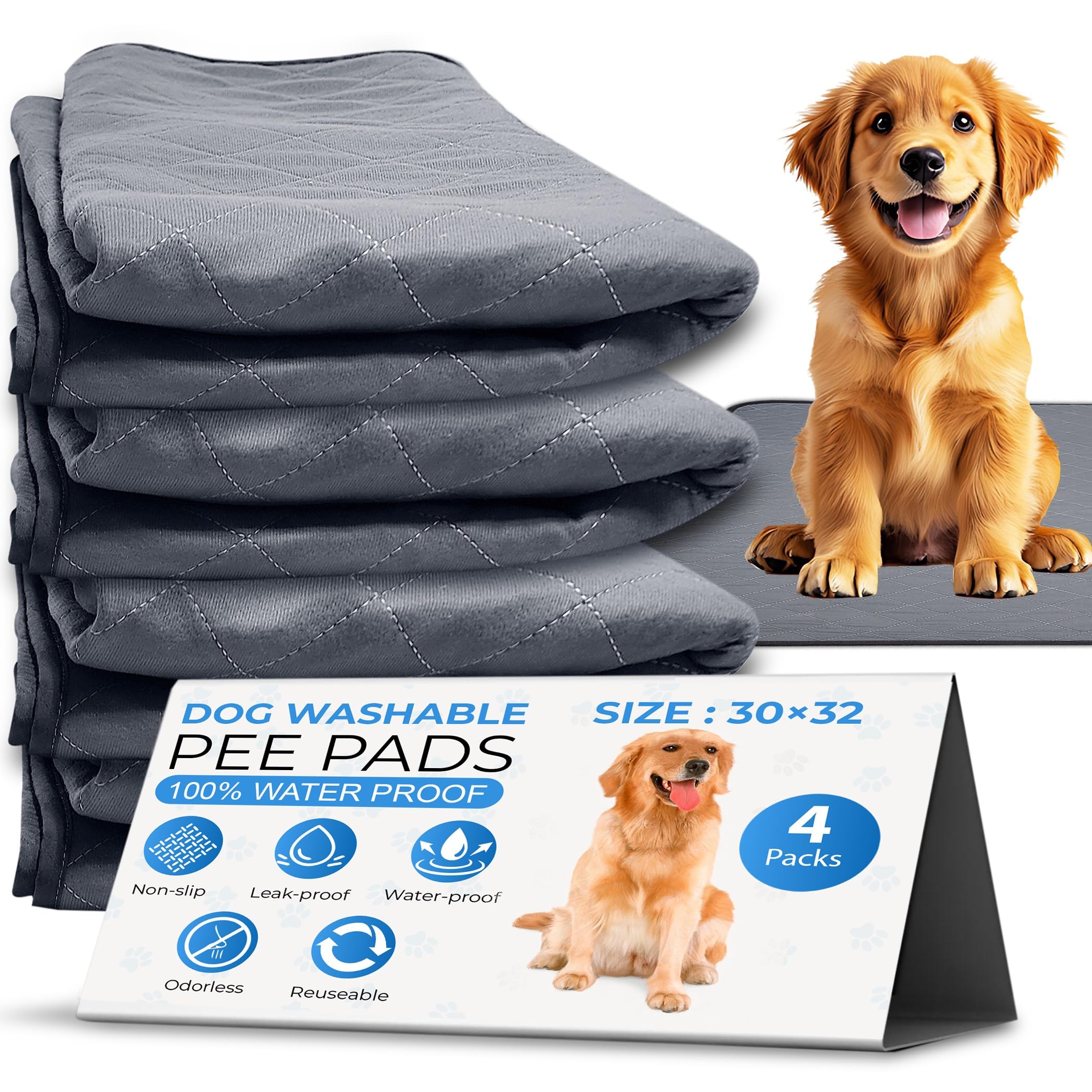 EcoLoo Pad ensemble 4 pièces absorption efficace et contrôle d'odeur pour chiens et chiots.
