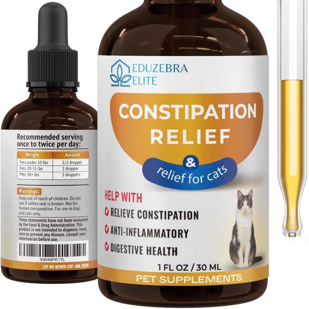 EDUZEBRA pour chat, relief constipation, flacon pratique pour dosage facile.