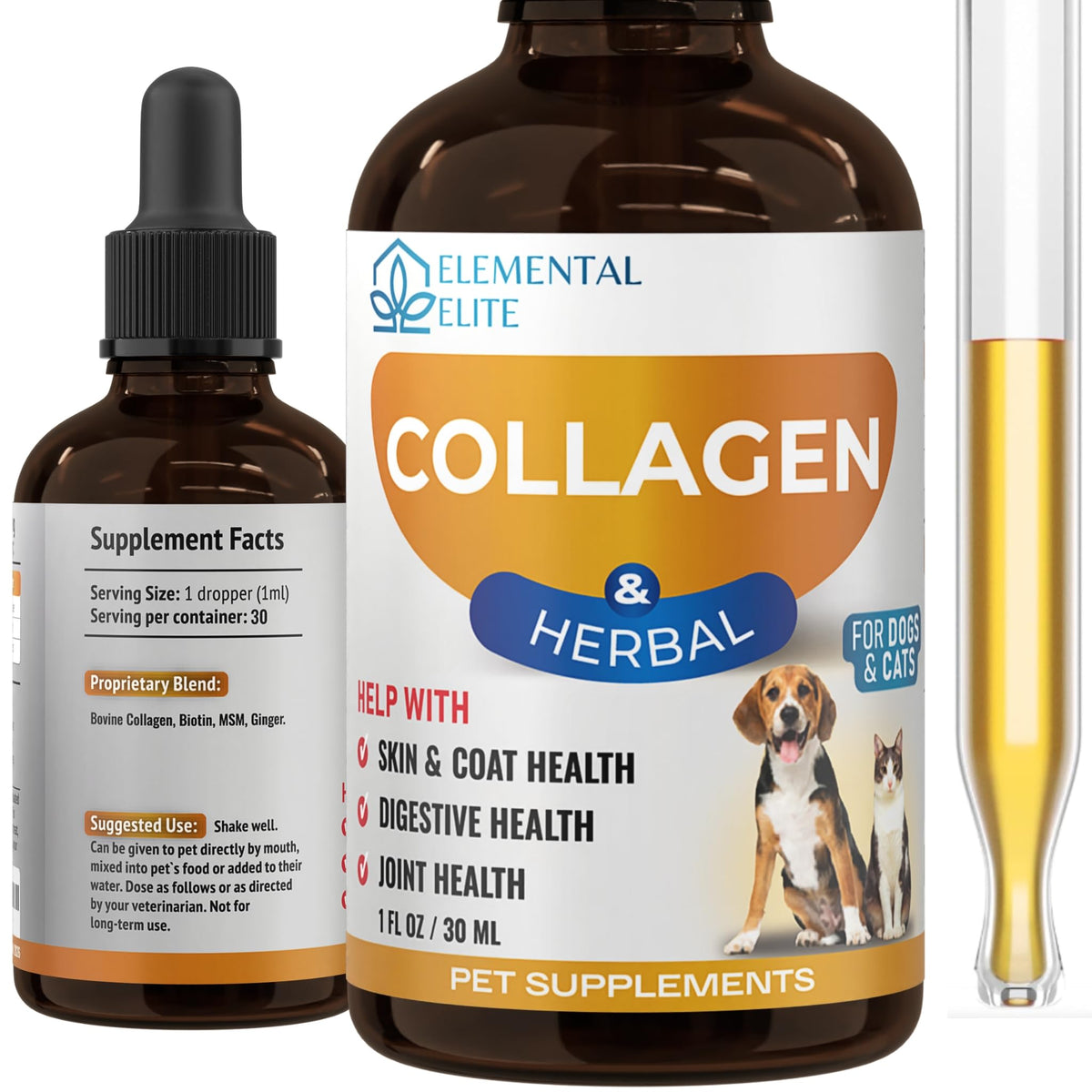 EduZebra Collagène Liquide : bouteille prête à l’emploi pour chiens et chats.