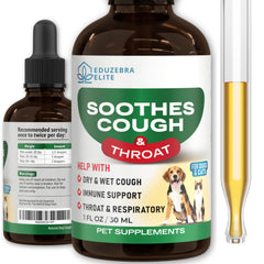 Gouttes EduZebra pour toux chez chiens et chats, bouteille portable pratique.
