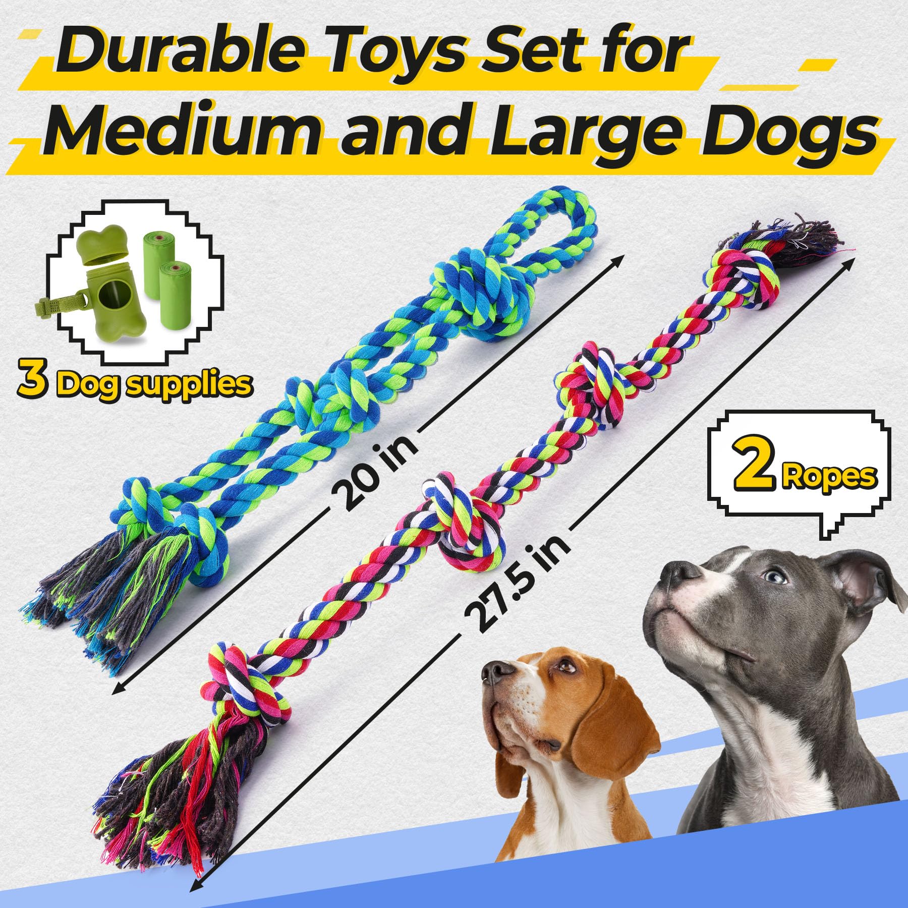 Corde durable Eefitoys pour tir et mastication, protège les meubles.