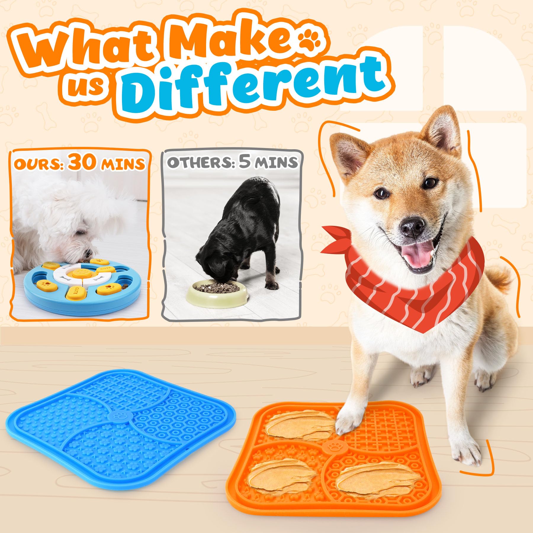 Ventouse solide Eefitoys fixant le tapis lèche-chien sur sol lisse.