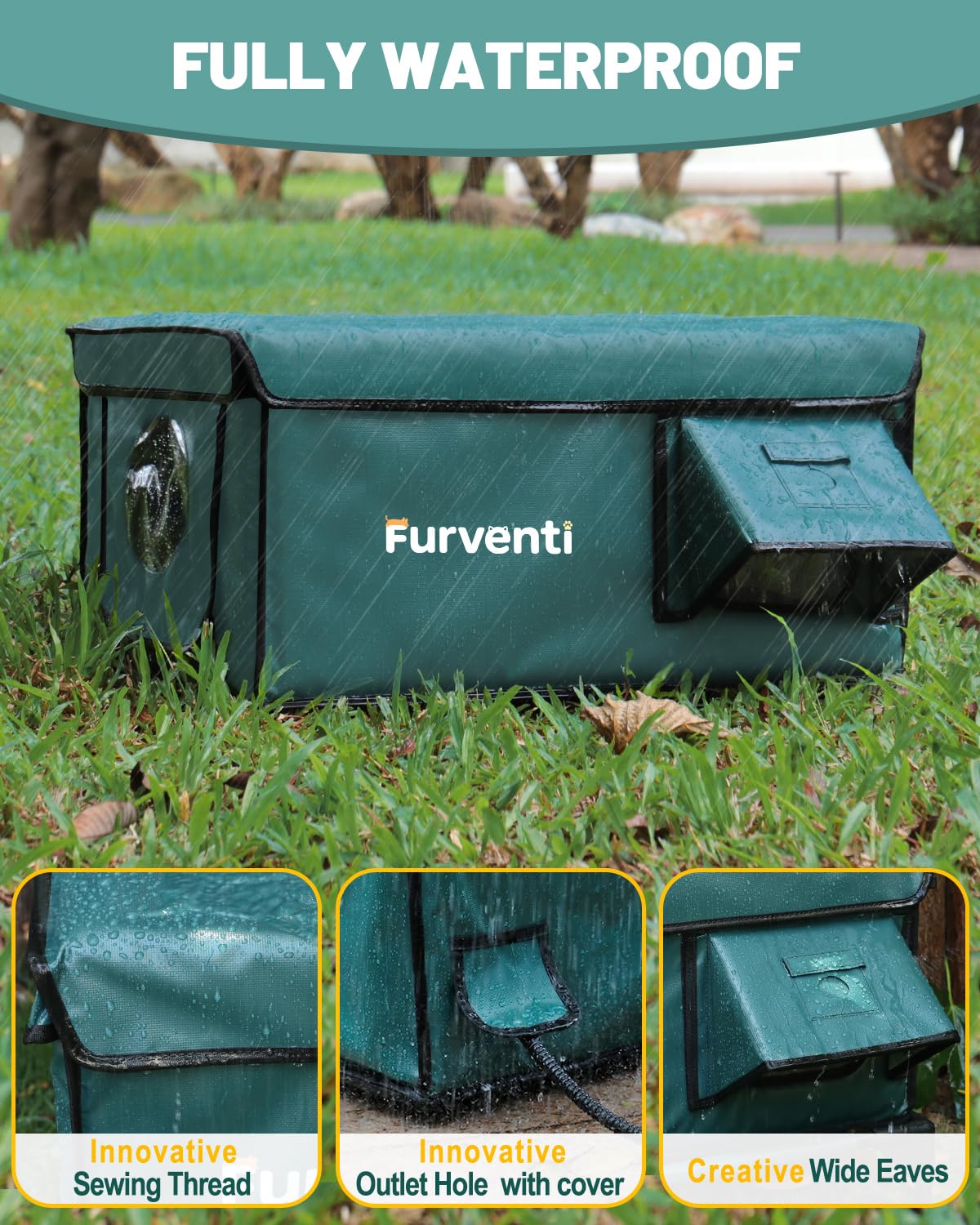 eekkii: cabane étanche offrant protection contre pluie pour chat extérieur.