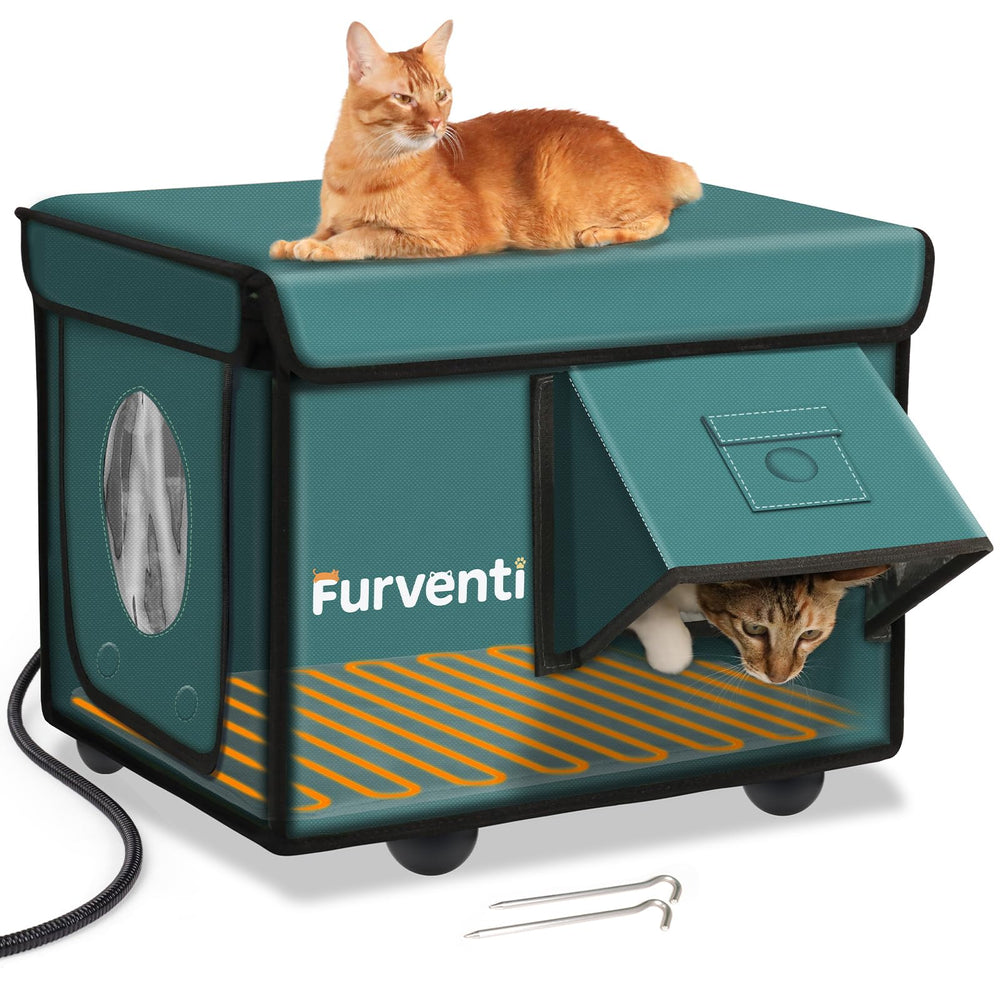 eekkii maison pour chat thermique exterieur avec porte double, refuge chaud et sûr