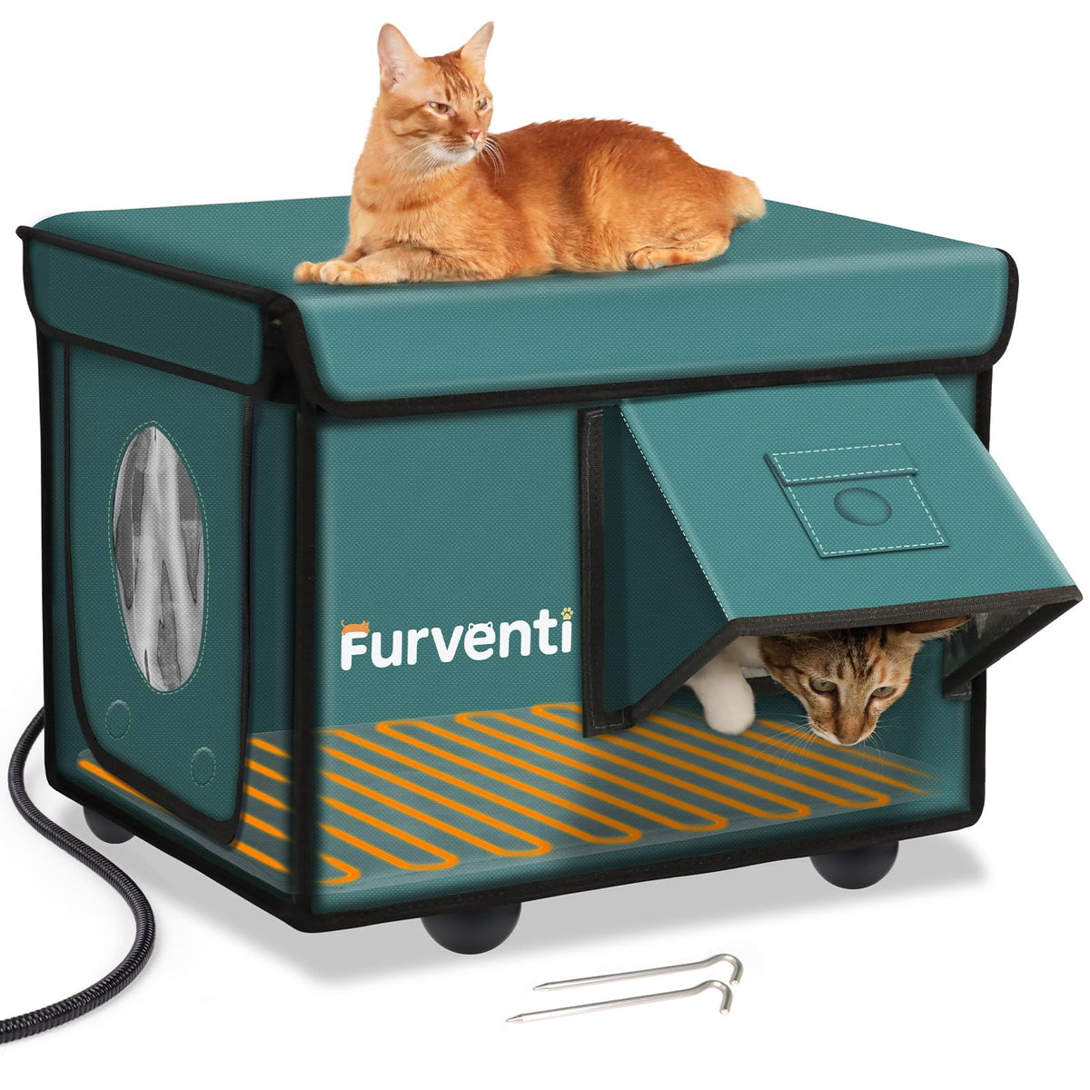 eekkii maison pour chat thermique exterieur avec porte double, refuge chaud et sûr