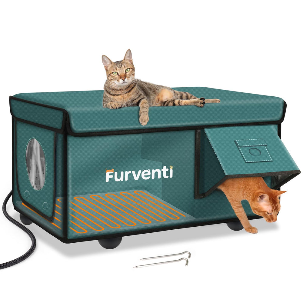 eekkii maison-chats chauffée porte-double offrant confort et chaleur pour chats en plein air