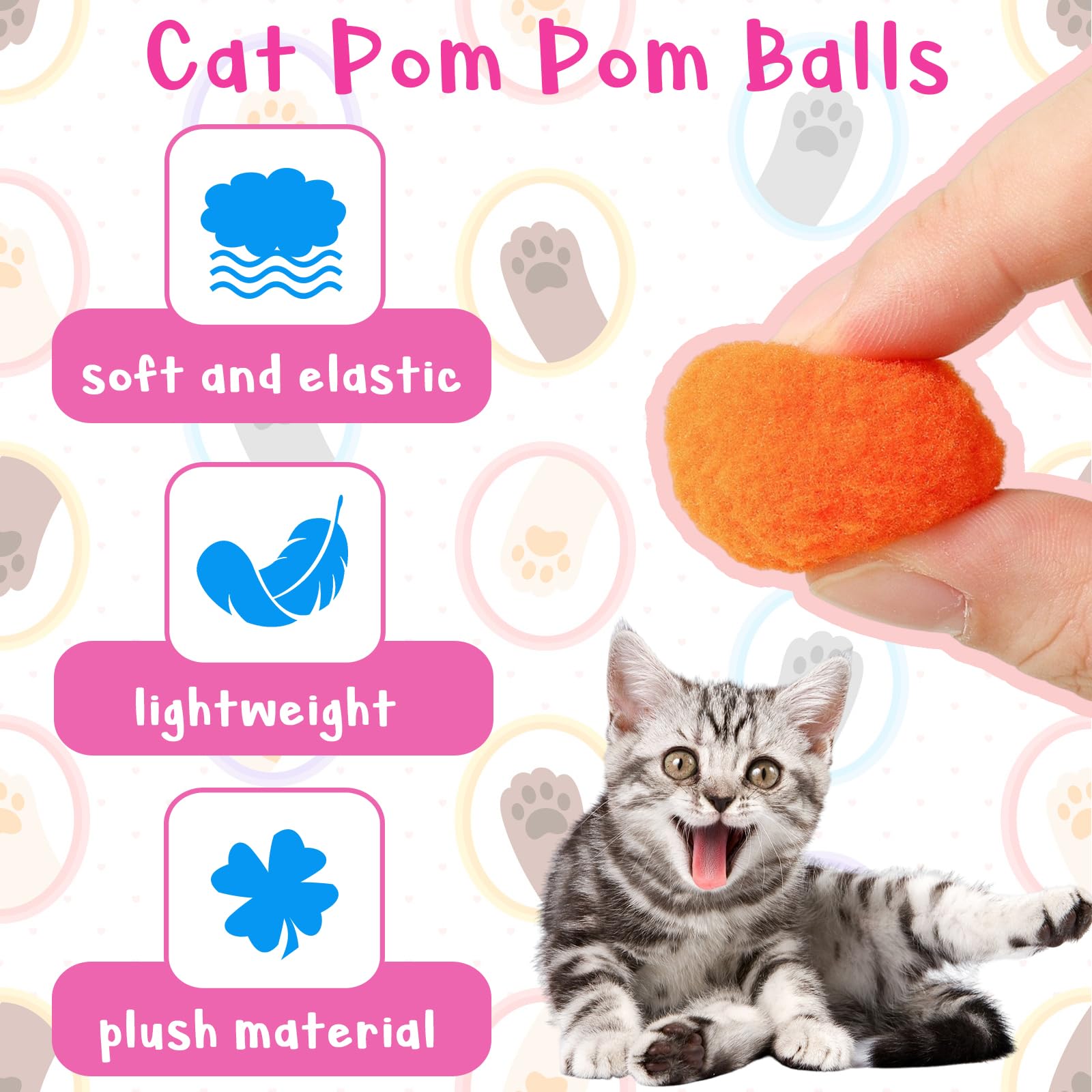 Coloris macarons balles Eerrhhaq: couleurs attrayantes stimulant l’intérêt du chat.