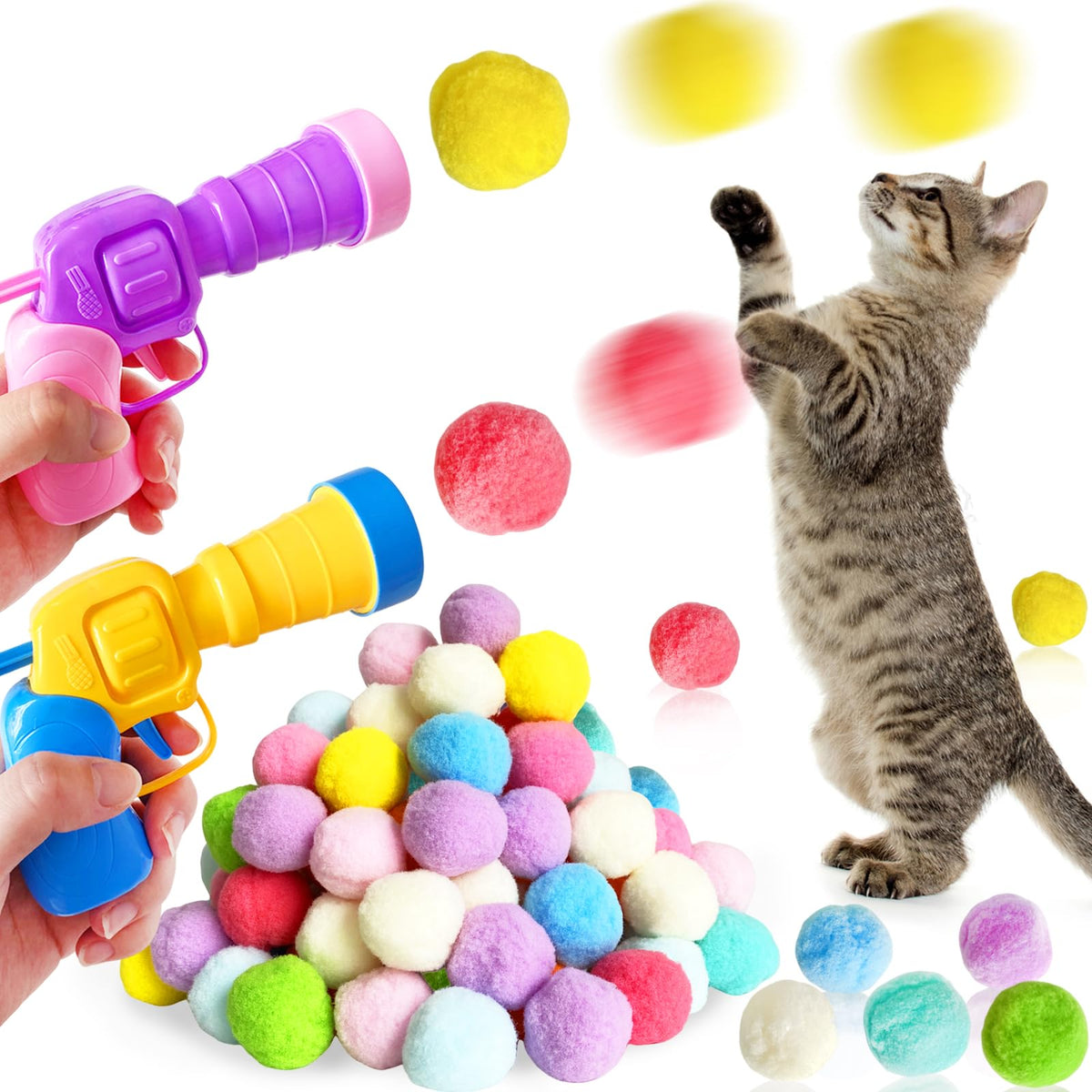 Lanceur-balles-chat Eerrhhaq: jouet interactif silencieux pour sessions intérieures.