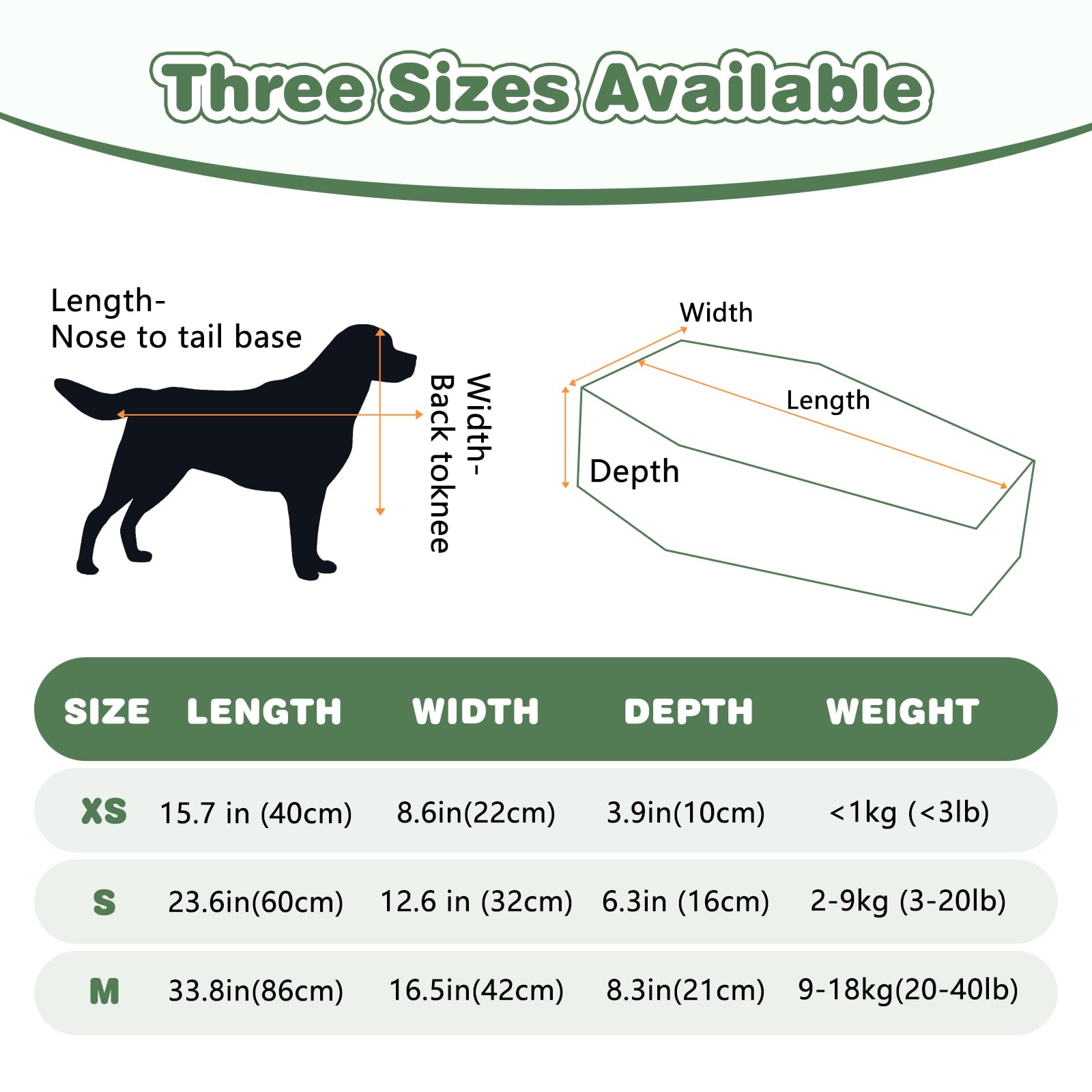 Trois tailles disponibles pour chiens, chats et petits animaux.