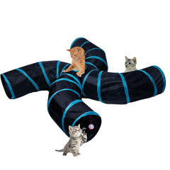 Tunnel EGETOTA pour chat intérieur noir et bleu prêt au jeu