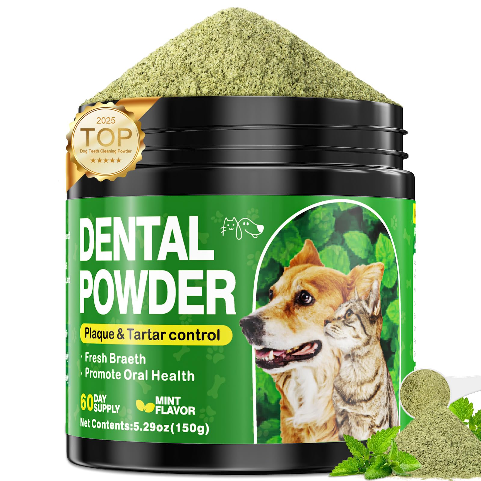 Poudre dentaire Eglagen en pot avec cuillère, dosage précis pour dents saines.