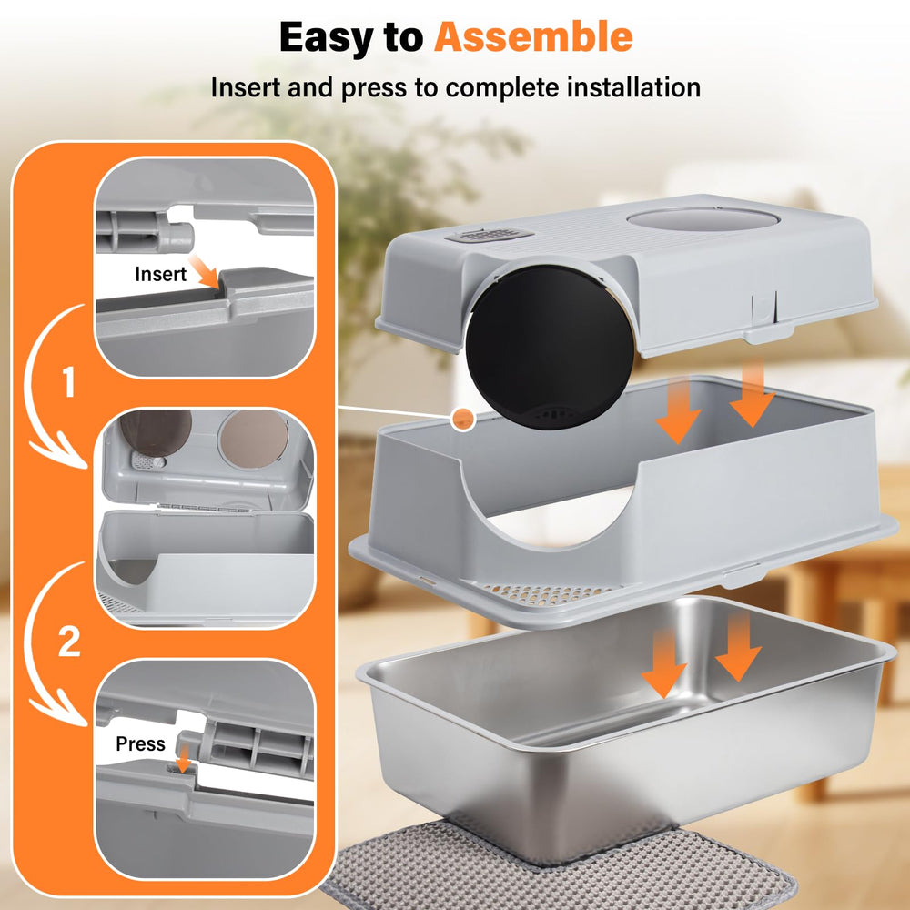 EGMEHOAD litière en acier inoxydable, tapis anti-debris pour sol propre.