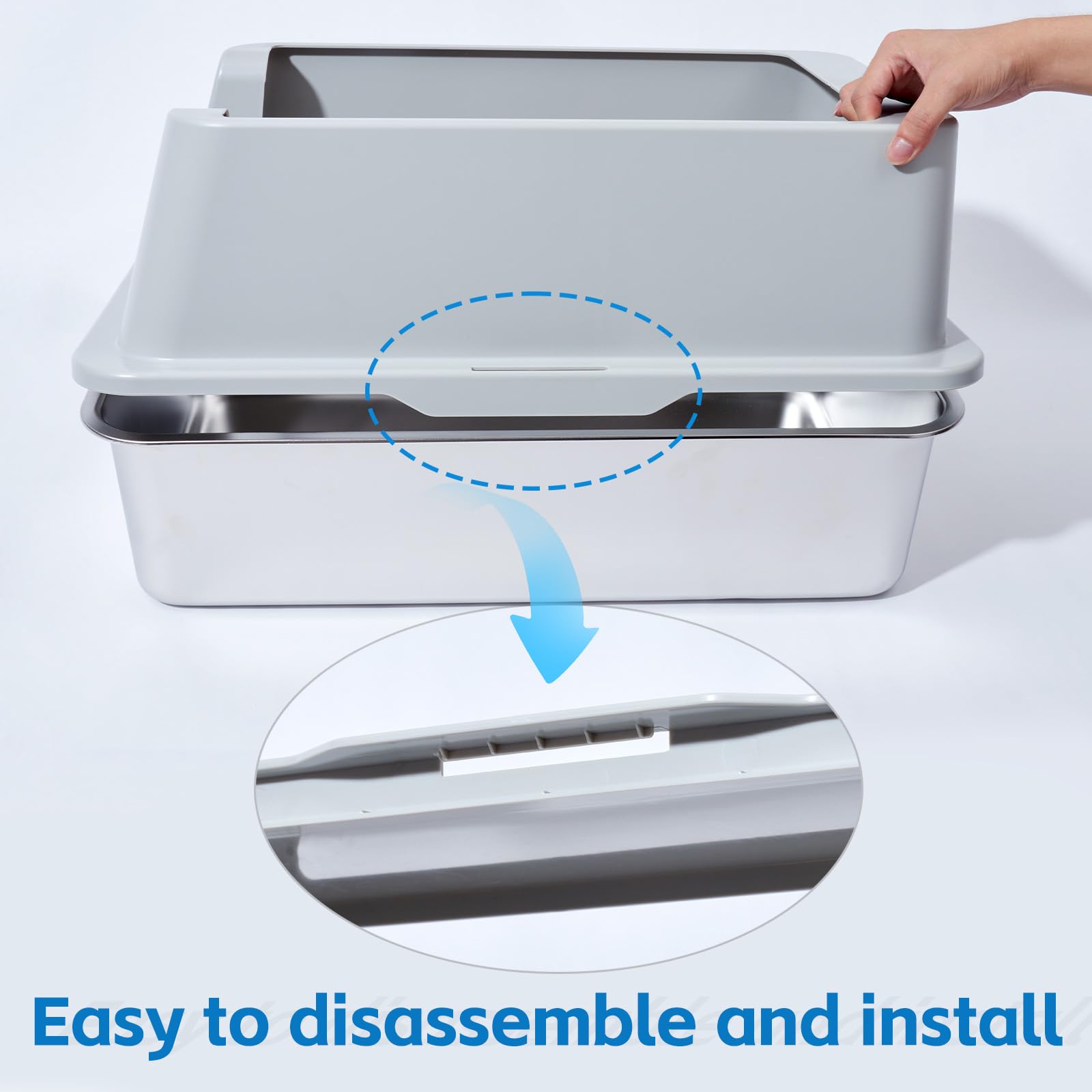 EGMEHOAD litière chat acier inox inclus mat et pelle pour entretien facile.