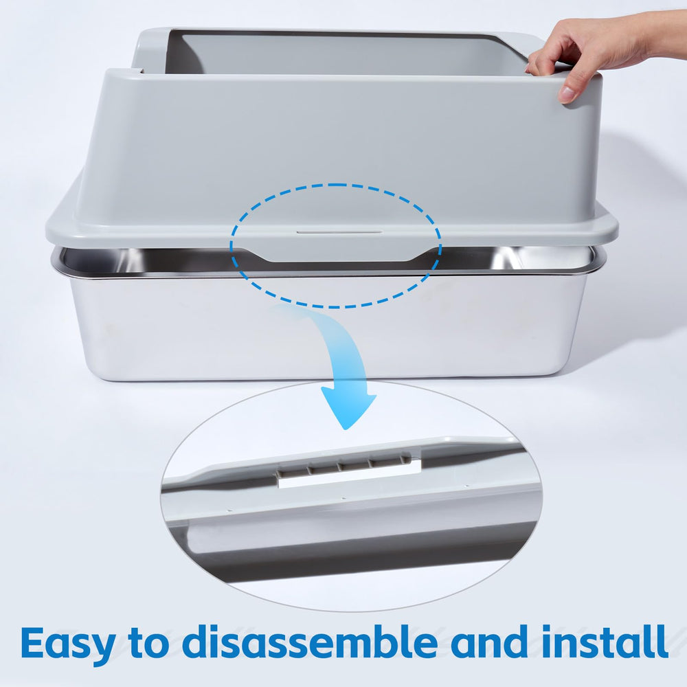 EGMEHOAD litière chat acier inox inclus mat et pelle pour entretien facile.