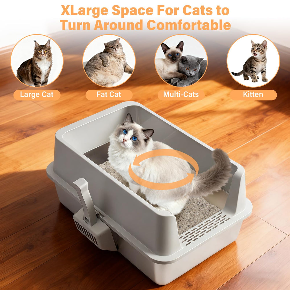 EGMEHOAD litière chat acier inox durable résistant aux rayures et à la corrosion.