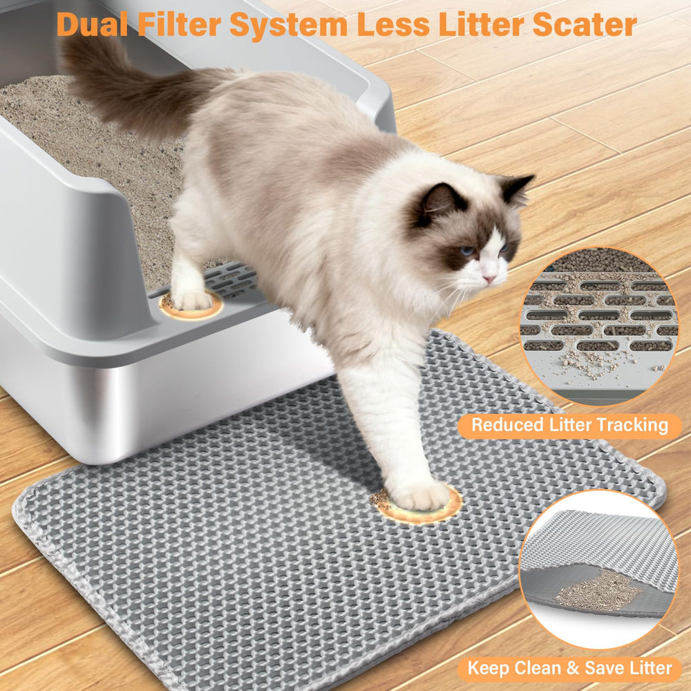 EGMEHOAD litière chat acier inox surface antiadhésive facilite le nettoyage.