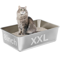 EGMEHOAD litière inox XXL vue face avant, facile à nettoyer et spacieuse
