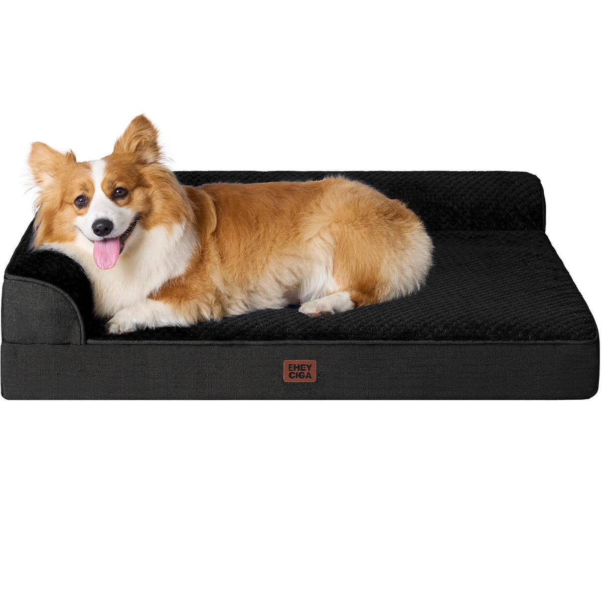 EHEYCIGA lit chien design en L offrant un soutien du cou pour des siestes plus reposantes.