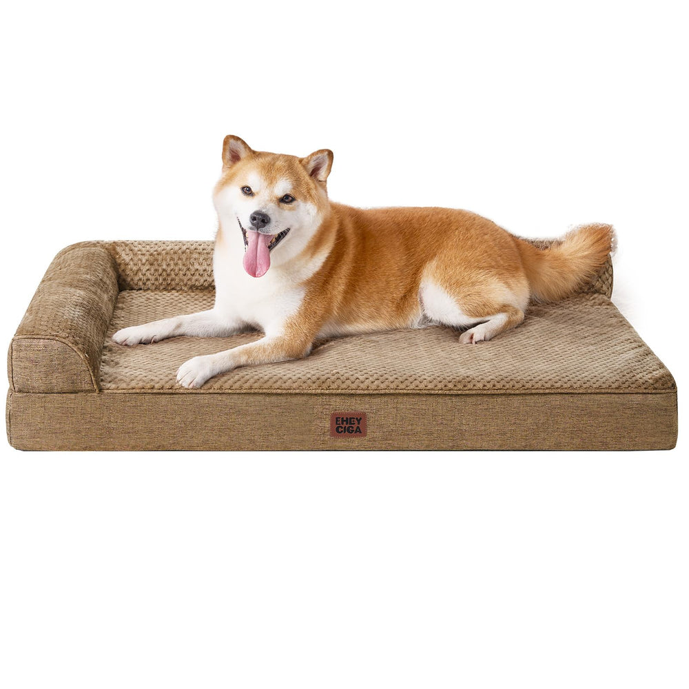 Lit orthopédique EHEYCIGA pour chien grand camel, soutien et confort.