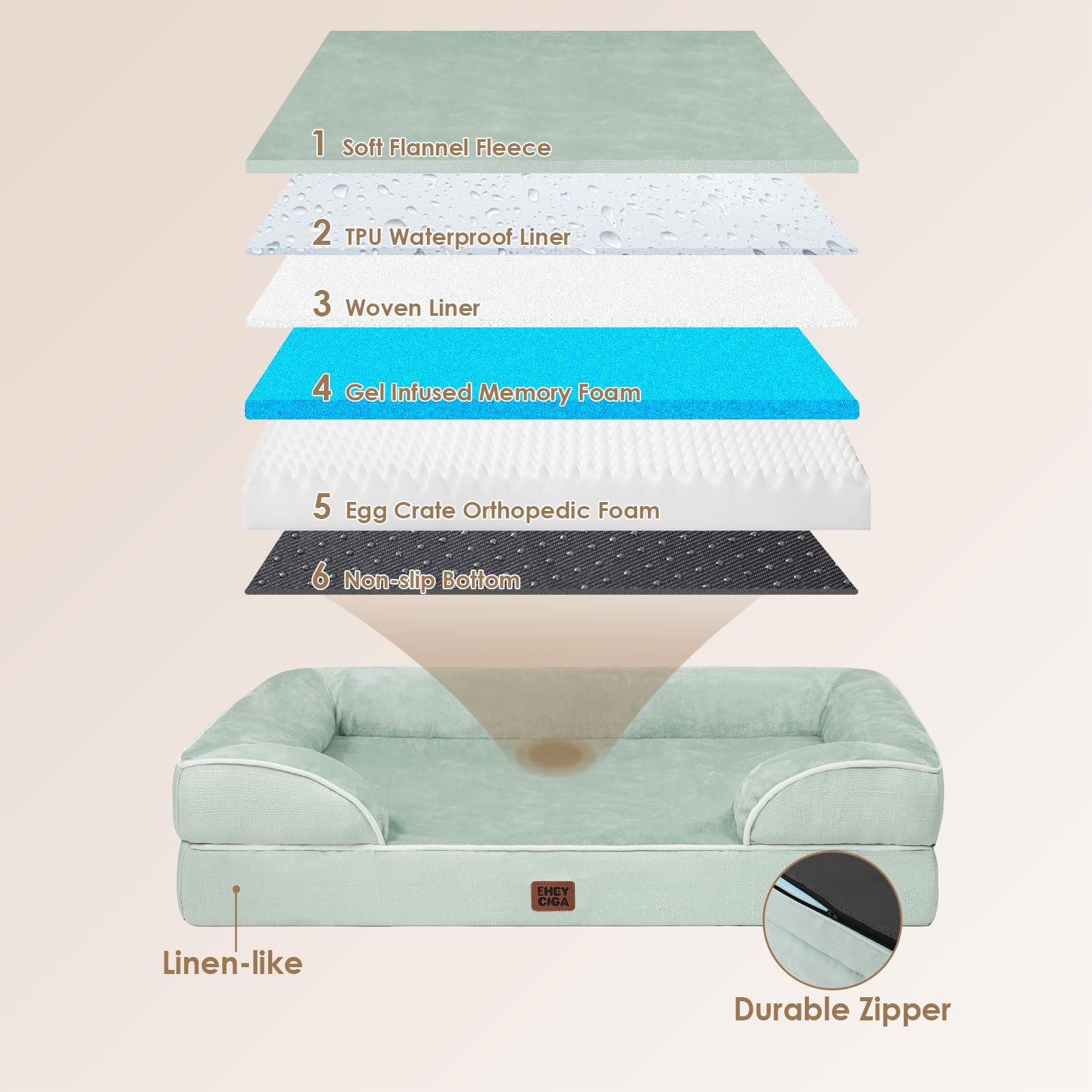 Surface moelleuse EHEYCIGA en peluche pour un repos douillet.