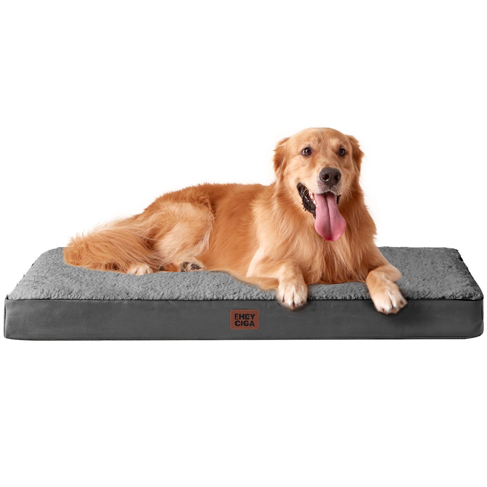 EHEYCIGA lit chien XL avec mousse œuf offrant un soutien confortable pour grands chiens.