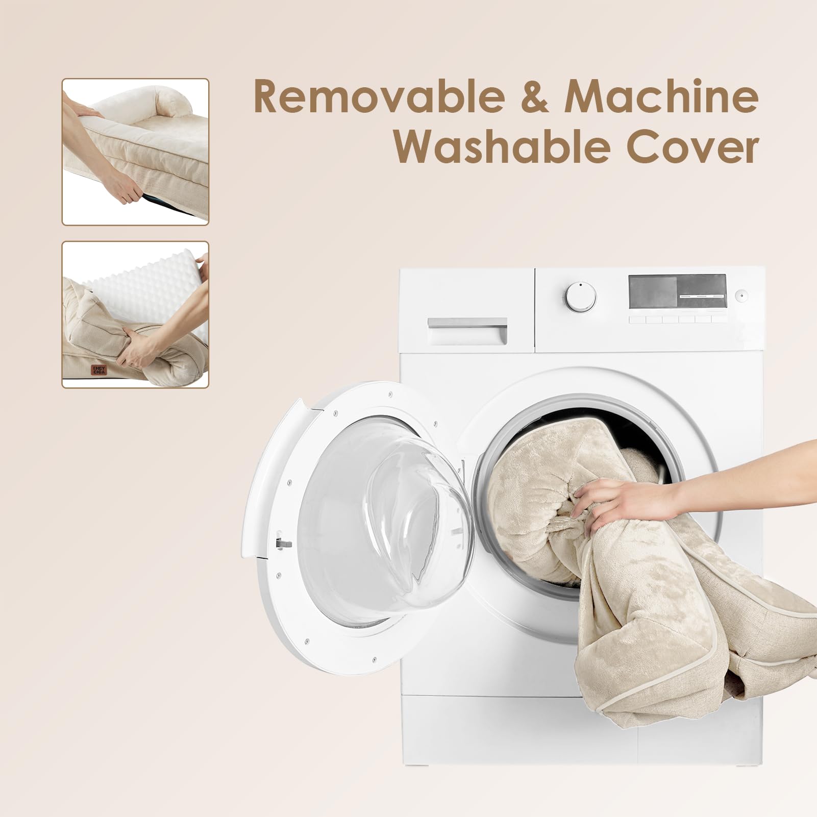 Housse amovible et lavable en machine pour un entretien facile.